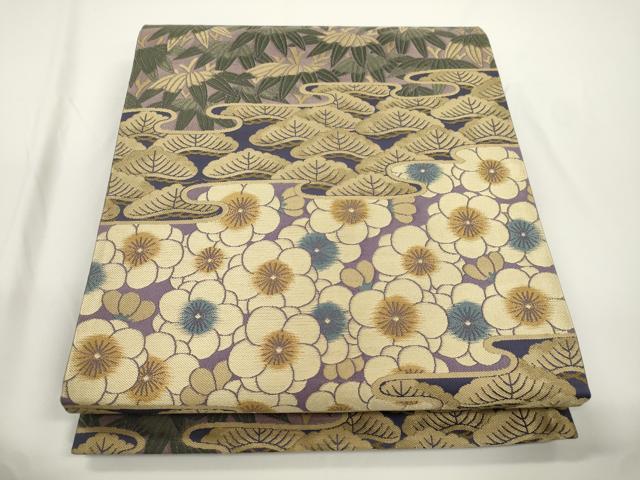 平和屋着物●六通柄袋帯 本草染 松竹梅 正絹 逸品 CABJ2295dy