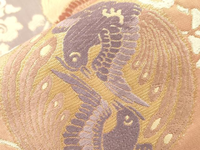 平和屋着物●六通柄袋帯 唐織 草木染 鳳凰丸紋散し 正絹 逸品 CABJ2299dy
