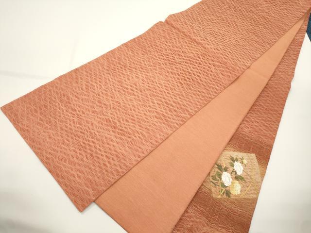 平和屋着物▽太鼓柄袋帯 スリーシーズン 春夏秋 櫛織 刺繍 色紙重ね草花文 金銀彩 正絹 逸品 CABJ2311dy
