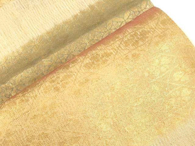平和屋着物●六通柄袋帯 横段花文 金彩 正絹 逸品 CABJ2314dy