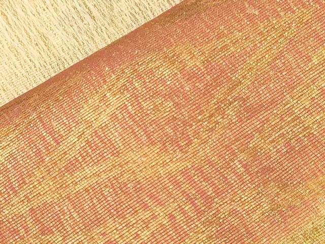 平和屋着物●六通柄袋帯 横段花文 金彩 正絹 逸品 CABJ2314dy