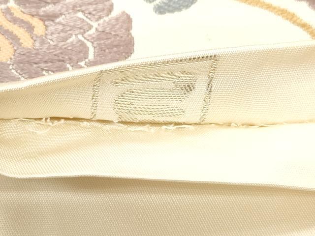 平和屋着物●六通柄袋帯 唐織 草花文 銀糸 正絹 逸品 CABJ2318dy