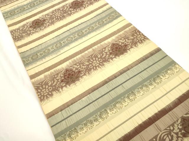 平和屋着物●全通柄袋帯 横段花文 正絹 逸品 CABJ2355dy