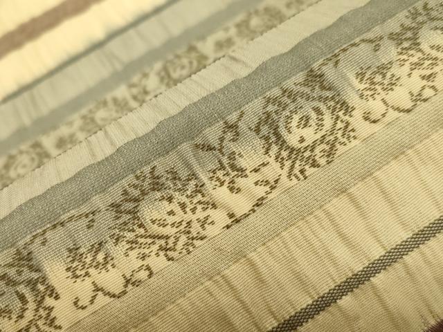 平和屋着物●全通柄袋帯 横段花文 正絹 逸品 CABJ2355dy