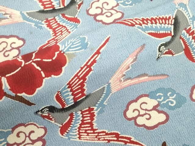 平和屋着物●浦野理一 型染 九寸名古屋帯 花鳥文 正絹 逸品 CABJ2360dy