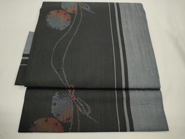 平和屋着物●つけ帯 紬地 幾何学丸文 正絹 逸品 CABJ2372dy