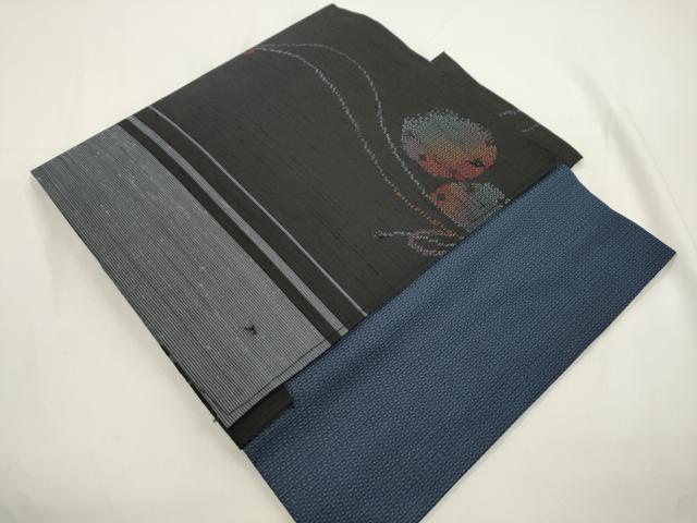 平和屋着物●つけ帯 紬地 幾何学丸文 正絹 逸品 CABJ2372dy