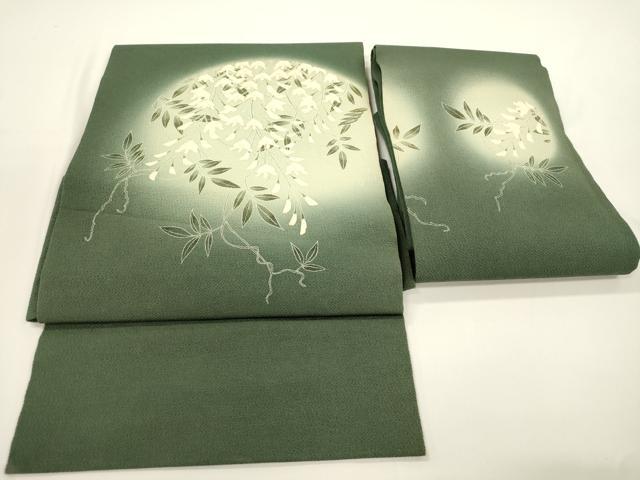 平和屋着物●つけ帯 草花文 金彩 鬼しぼ縮緬 正絹 逸品 CABJ2374dy
