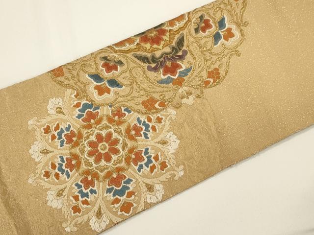 平和屋着物●つけ帯 唐織 正倉院花文 金糸 正絹 逸品 CABJ2377dy