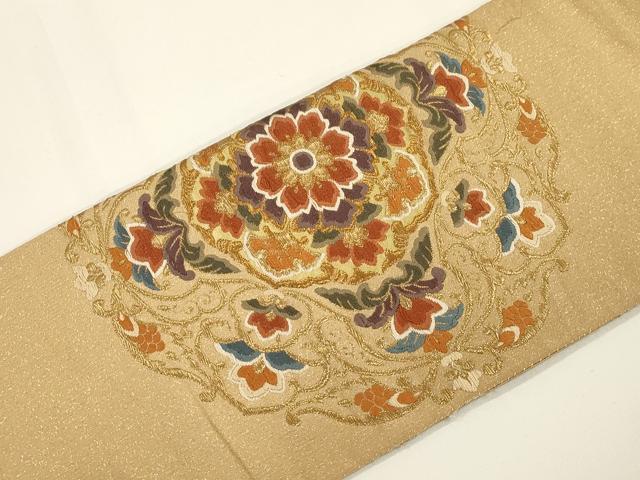 平和屋着物●つけ帯 唐織 正倉院花文 金糸 正絹 逸品 CABJ2377dy