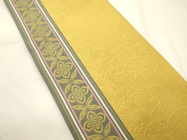 平和屋着物●本場筑前博多織 半幅帯 幾何学花文 正絹 逸品 CABJ2393dy
