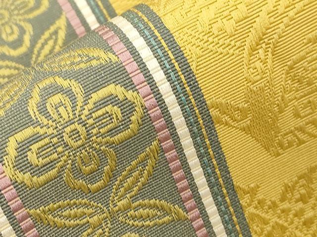 平和屋着物●本場筑前博多織 半幅帯 幾何学花文 正絹 逸品 CABJ2393dy