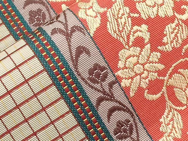平和屋着物●本場筑前博多織 半幅帯 草花文 正絹 逸品 未使用 CABJ2396dy