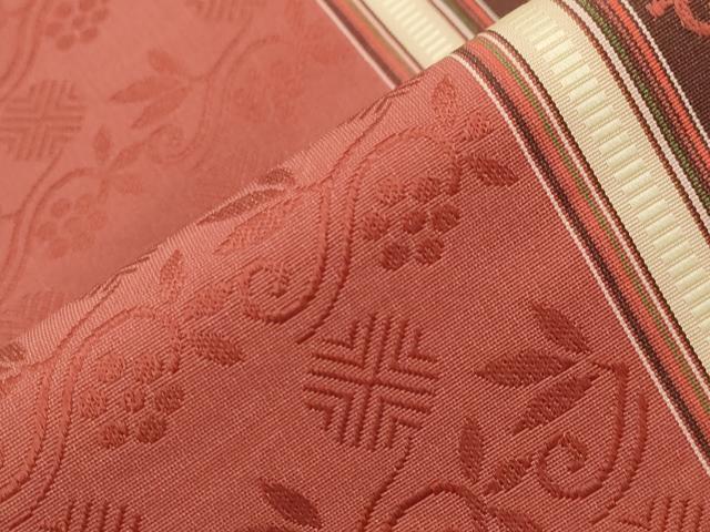 平和屋着物●本場筑前博多織 半幅帯 花唐草文 正絹 逸品 CABJ2398dy