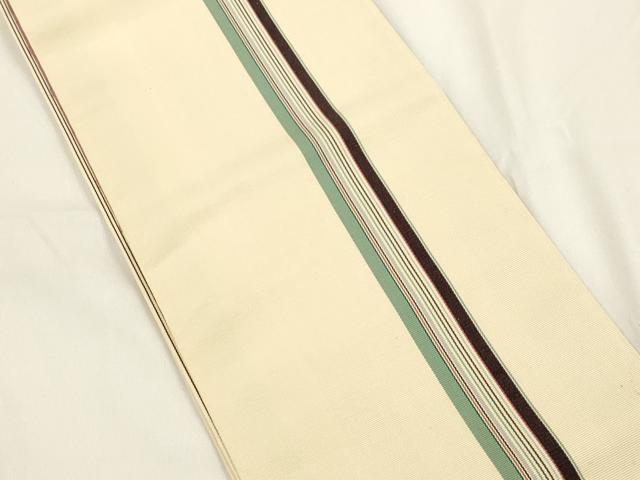 平和屋着物●本場筑前博多織 両面 半幅帯 草花間道 正絹 逸品 CABJ2399dy