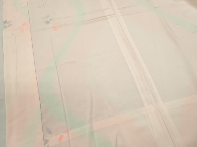 平和屋着物●長襦袢 無双仕立て 手描き 枝花文 暈し染め 半衿刺繍 正絹 逸品 CABJ2407ze