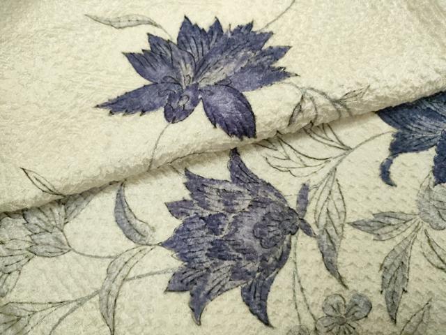 平和屋着物●上質な小紋 総刺繍 手描き 更紗花文 正絹 逸品 未使用 CABJ2413ze