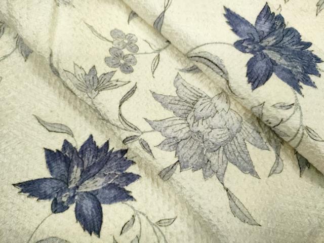 平和屋着物●上質な小紋 総刺繍 手描き 更紗花文 正絹 逸品 未使用 CABJ2413ze