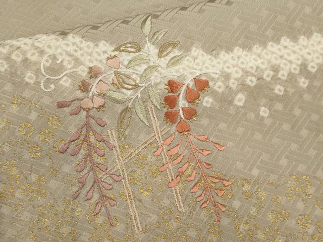 平和屋着物●訪問着 絞り 刺繍 籬藤文 金彩 鈴乃屋扱い 正絹 逸品 未使用 CABJ2414ze