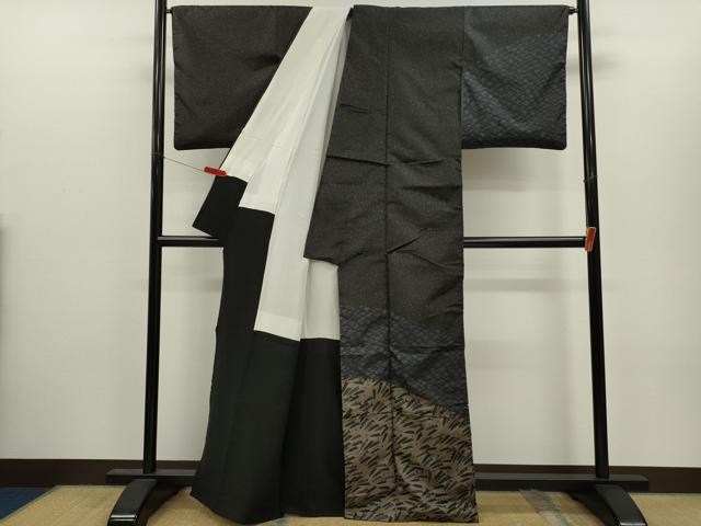 平和屋着物●本場縞大島紬 訪問着 草木文 正絹 逸品 CABJ2427ze