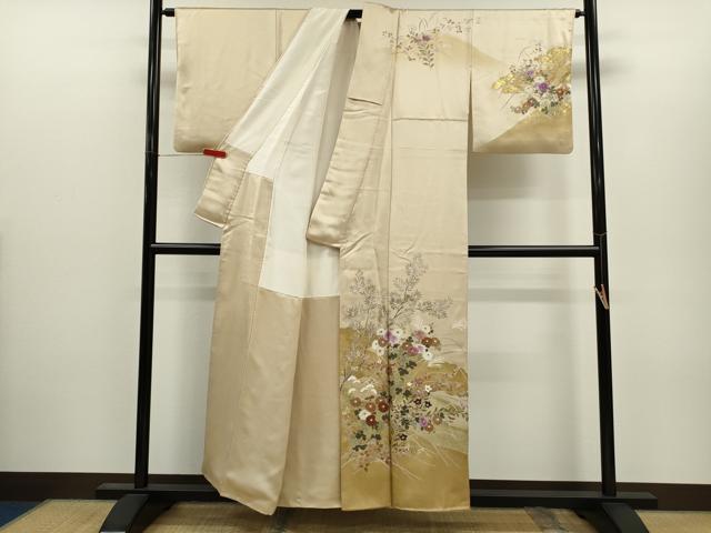 平和屋着物●西陣 京の名門 じゅらく謹製 帝王紫 訪問着 駒刺繍 枝花文 暈し染め 金彩 正絹 逸品 CABJ2440ze
