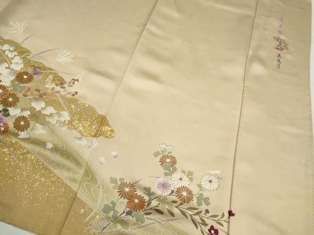 平和屋着物●西陣 京の名門 じゅらく謹製 帝王紫 訪問着 駒刺繍 枝花文 暈し染め 金彩 正絹 逸品 CABJ2440ze