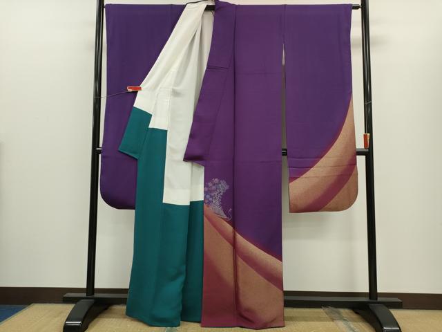 平和屋着物●世界的ファッションデザイナー 山本寛斎 kansaiブランド 振袖 寿光織 花鳥文 暈し染め 金糸 正絹 逸品 CABJ2443ze