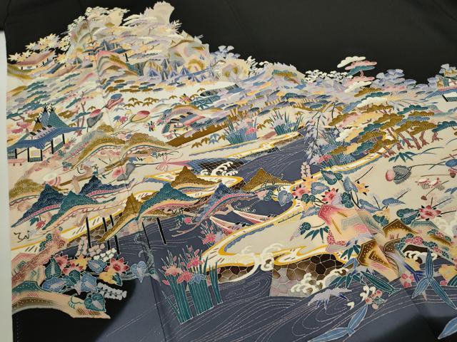 平和屋着物●本加賀友禅作家 村田幸司 黒留袖 人物風景文 暈し染め 正絹 逸品 CABJ2453ze