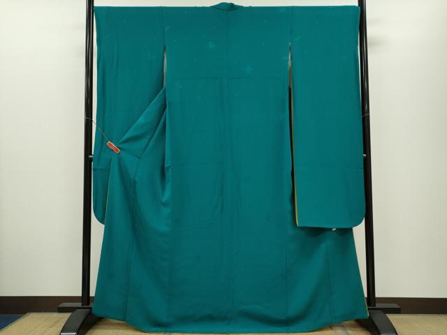 平和屋着物●世界的ファッションデザイナー 山本寛斎 kansaiブランド 振袖 枝花地紋 納戸色 正絹 逸品 CABJ2457ze