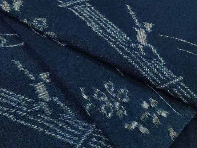 平和屋着物●久留米絣 単衣 人物筏花文 綿 逸品 CABJ2463ze