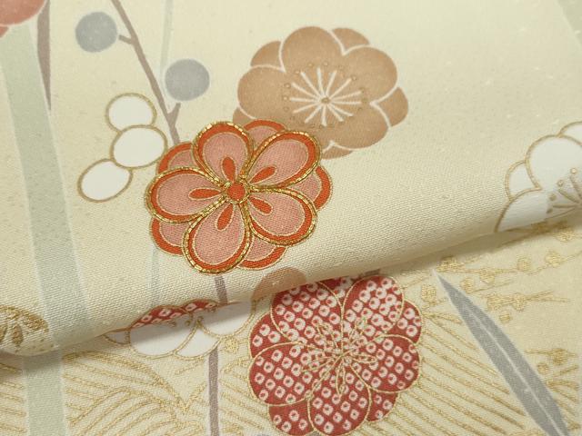 平和屋着物●訪問着 駒刺繍 松竹梅扇面花文 暈し染め 金彩 正絹 逸品 未使用 CABJ2468ze