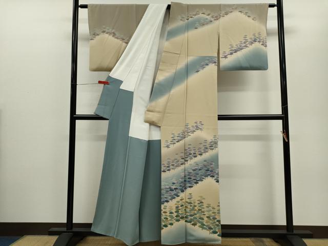 平和屋着物●十日町 加賀草木友禅の第一人者 田村哲彦 訪問着 樹林文 暈し染め 正絹 逸品 CABJ2480ze