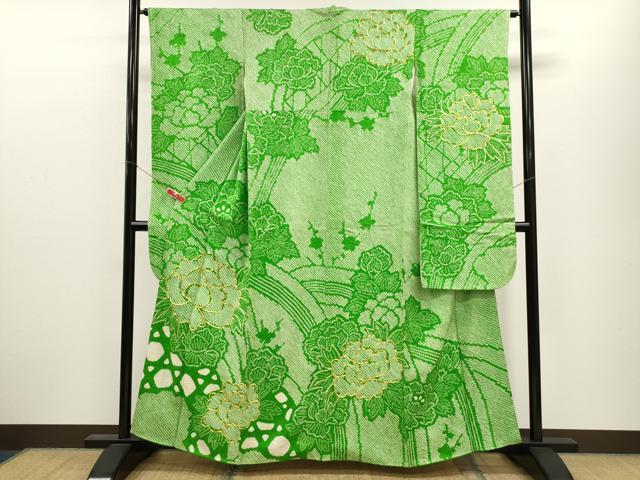 平和屋着物●豪華振袖 駒刺繍 絞り 牡丹 やまと謹製 正絹 逸品 CABJ2481ze