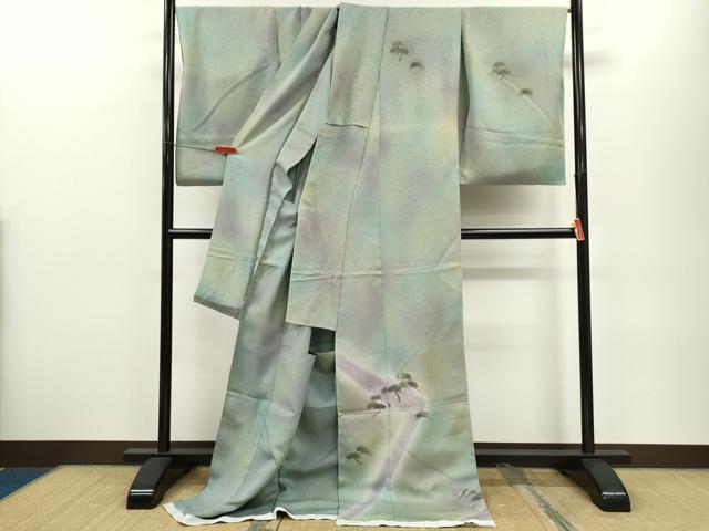 平和屋着物●訪問着 大矢博司 和紙 枝松文 暈し染め 仮絵羽 正絹 逸品 未使用 CABJ2487ze