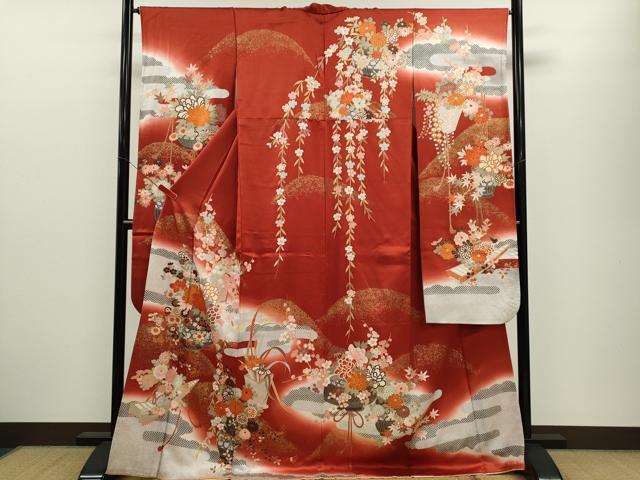 平和屋着物●豪華振袖 花籠文 暈し染め 金彩 正絹 逸品 CABJ2492ze
