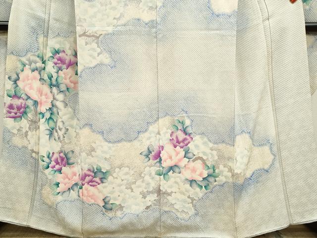 平和屋着物●豪華振袖 絞り 雲取り草花文 暈し染め 金彩 正絹 逸品 CABJ2501ze