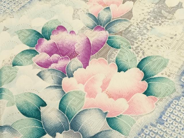 平和屋着物●豪華振袖 絞り 雲取り草花文 暈し染め 金彩 正絹 逸品 CABJ2501ze