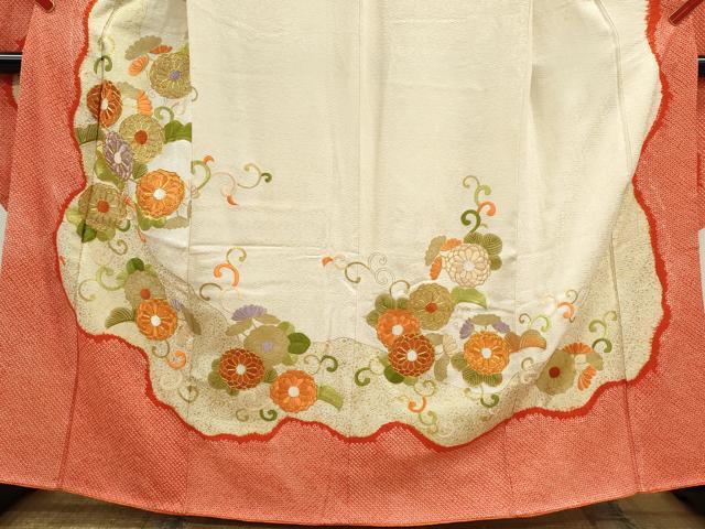 平和屋着物●豪華振袖 駒刺繍 絞り 菊唐草文 金彩 正絹 逸品 CABJ2502ze