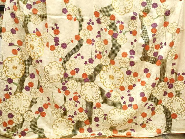 平和屋着物●豪華振袖 駒刺繍 枝梅文 金彩 正絹 逸品 CABJ2503ze