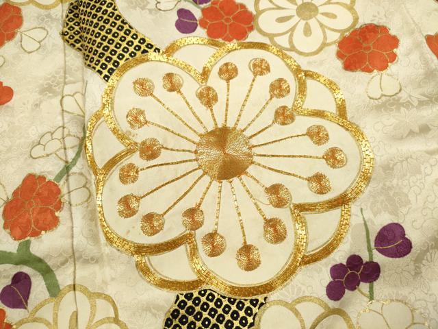 平和屋着物●豪華振袖 駒刺繍 枝梅文 金彩 正絹 逸品 CABJ2503ze