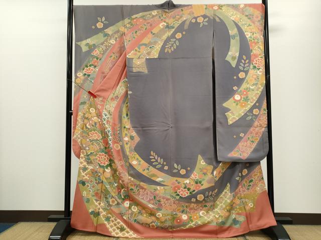 平和屋着物●豪華振袖 駒刺繍 松竹梅束ね熨斗舞蝶花文 金彩 正絹 逸品 CABJ2505ze