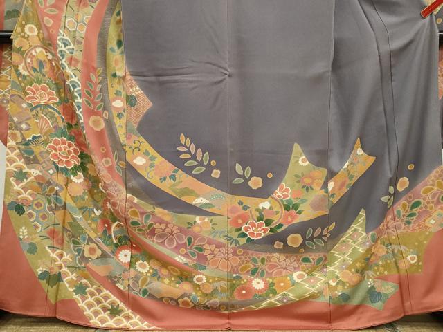 平和屋着物●豪華振袖 駒刺繍 松竹梅束ね熨斗舞蝶花文 金彩 正絹 逸品 CABJ2505ze
