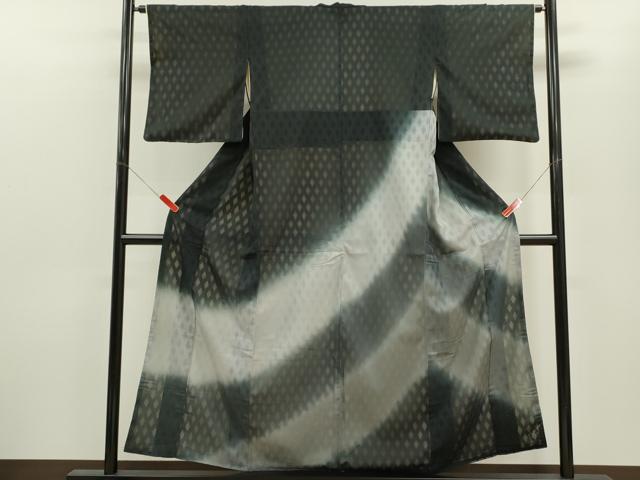 平和屋着物●訪問着 網目文 暈し染め 黒地 正絹 逸品 CABJ2506ze