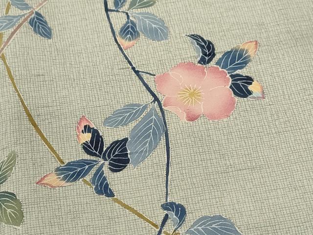 平和屋着物●訪問着 友禅 紬地 枝花文 暈し染め 正絹 逸品 CABJ2508ze