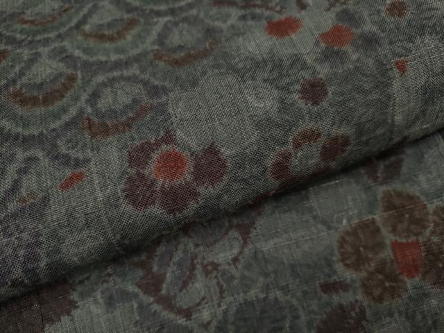 平和屋着物●上質な小紋 紬地 地紙重ね草花文 正絹 逸品 CABJ2509ze