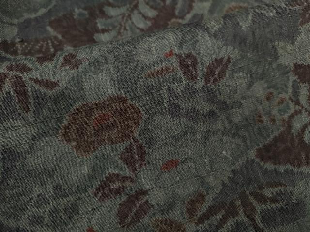 平和屋着物●上質な小紋 紬地 地紙重ね草花文 正絹 逸品 CABJ2509ze