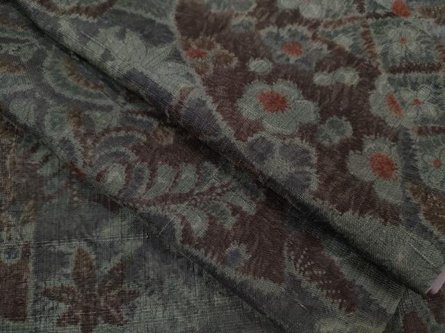 平和屋着物●上質な小紋 紬地 地紙重ね草花文 正絹 逸品 CABJ2509ze
