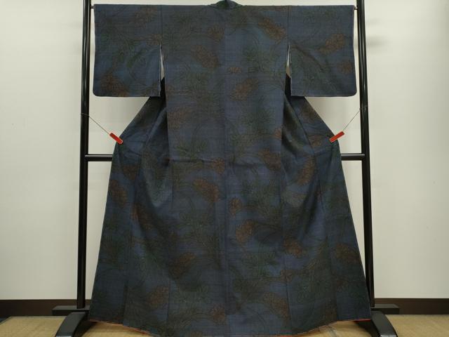 平和屋着物●結城紬 100亀甲 草花文 正絹 逸品 未使用 CABJ2510ze