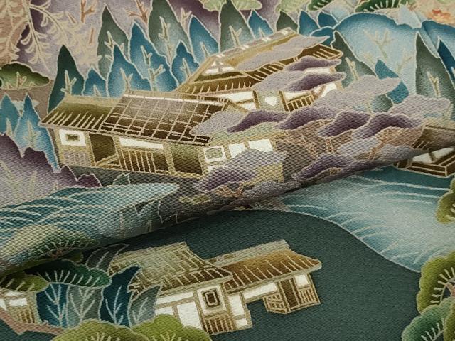 平和屋着物●訪問着 友禅 風景文 暈し染め 正絹 逸品 CABJ2514ze
