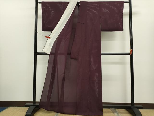 平和屋着物*夏物 色無地 縦絽 似せ紫色 正絹 逸品 CABJ2520ze